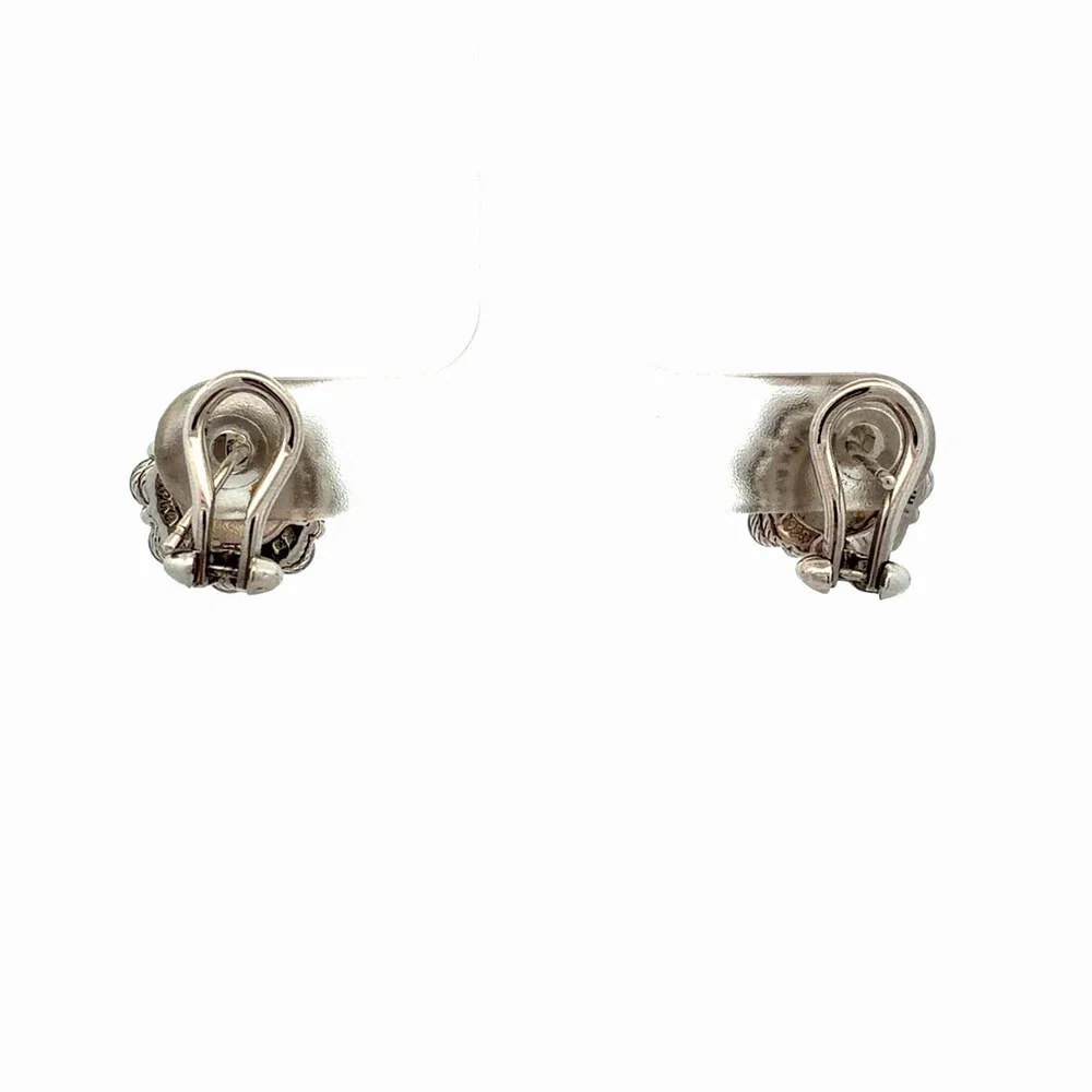 Designer Judith Ripka Sterling Silver Cubic Zirconia Flower Lever Back Earrings